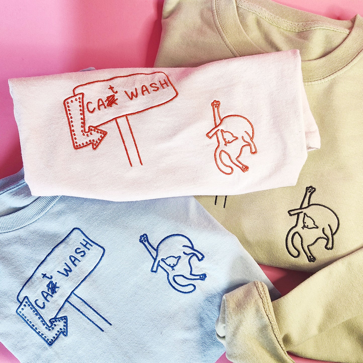 Cat Wash Embroidered Tee